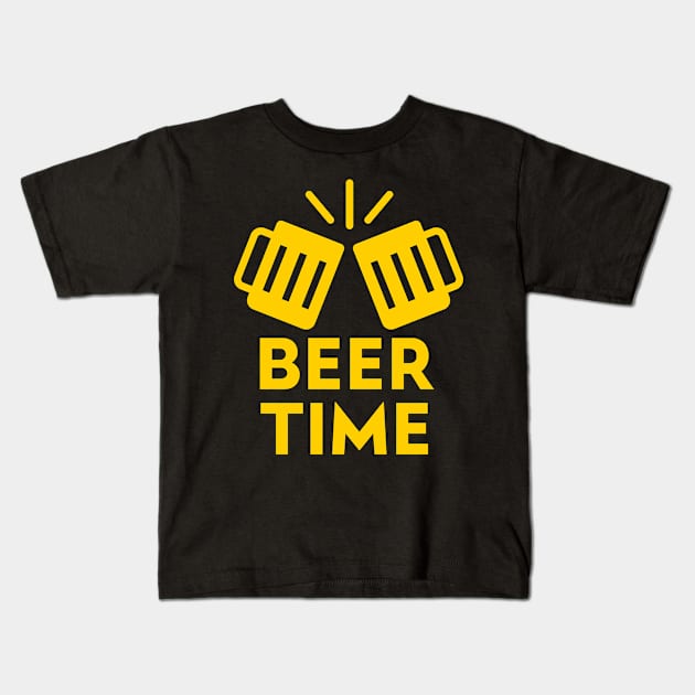 Beer  Time (Yellow) Kids T-Shirt by GideonStore